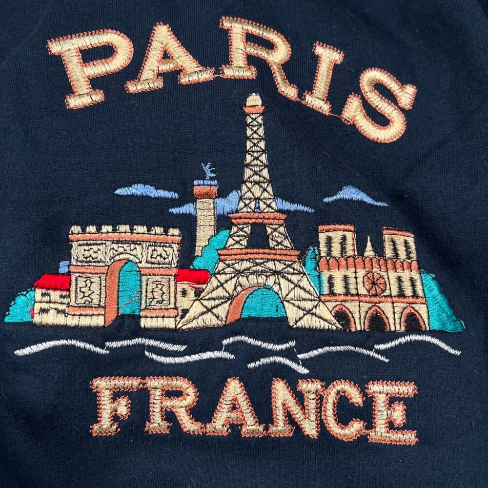 Vintage 90s Paris France Souvenir Tourist Sweatshirt Oversized Embroidered 1990s - Picture 8 of 9